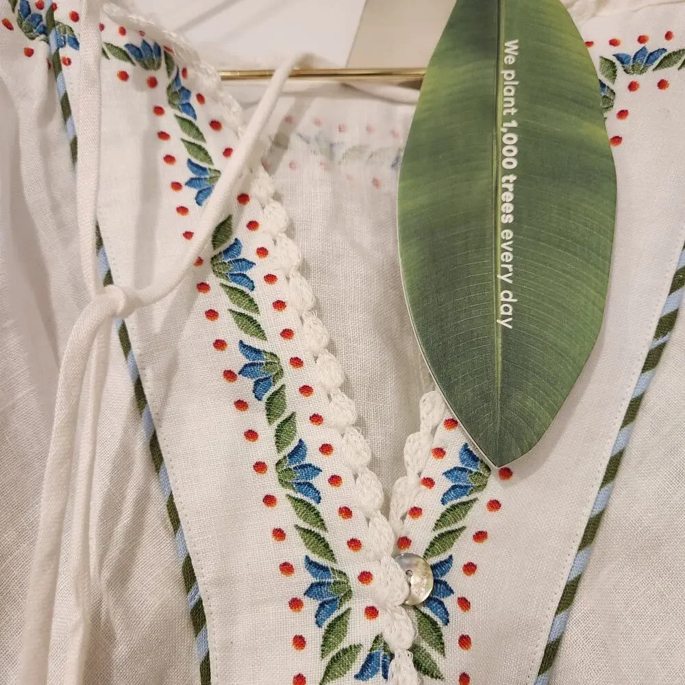 Farm Rio Bloom Garden floral linen maxi dress size large - Picture 7 of 9
